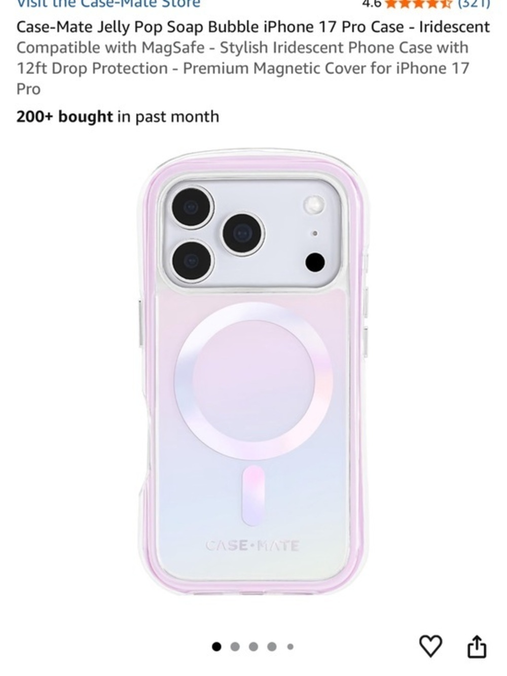 case-mate Iridescent MagSafe Jelly Pop Phone Case - Light Pink